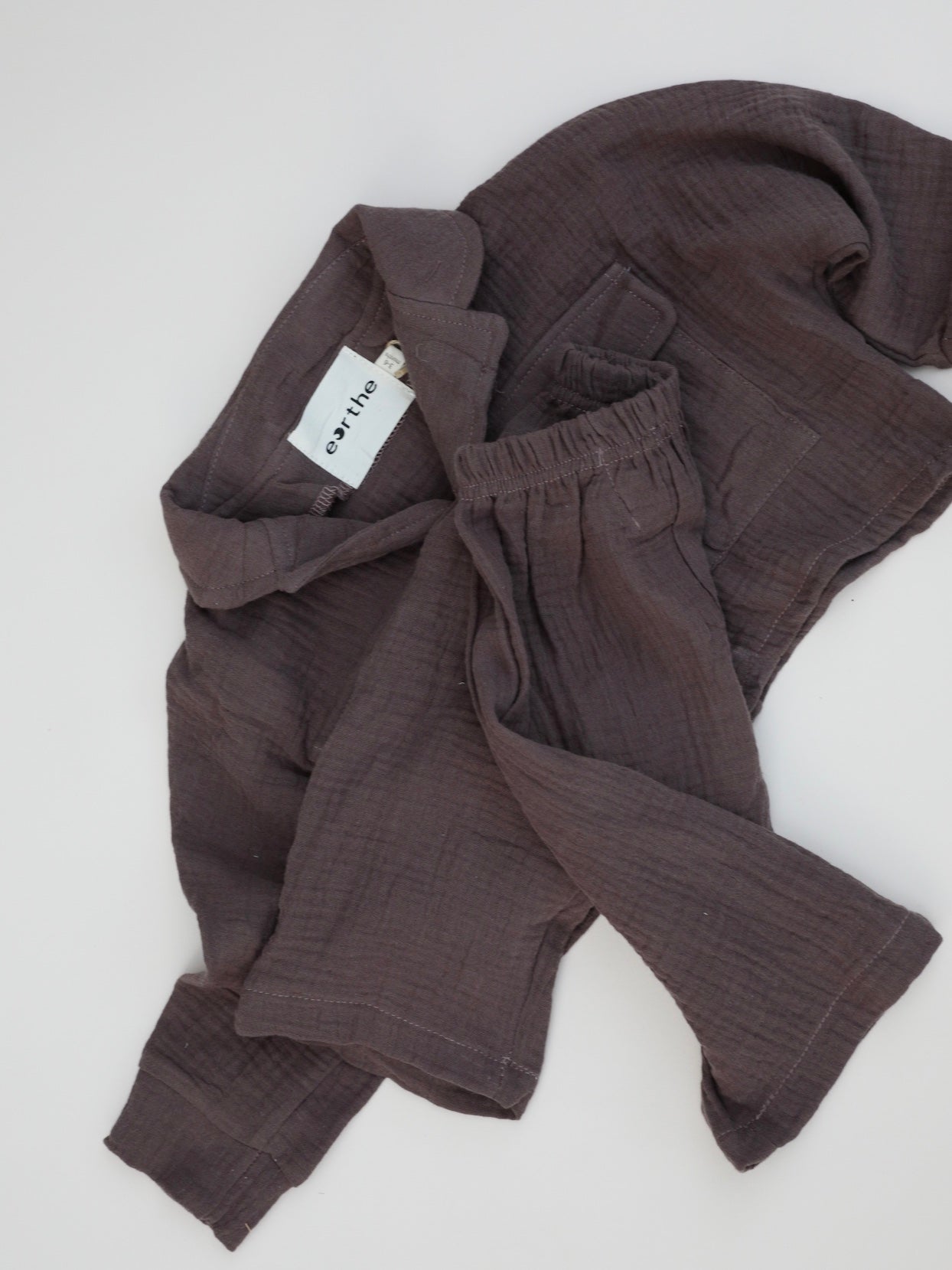 Relaxed Buttoned Muslin Set / Chocolate